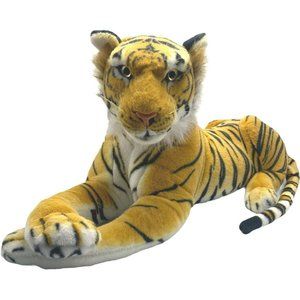 Striped Bengal Tiger Laying Best Made Toys Stuffed Plush Realistic 28 Inch